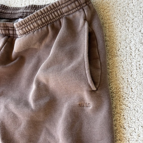 Aritzia TNA Women's Sweatfleece Cozy Fleece Boyfriend Sweatpants Brown Size L - Picture 5 of 11